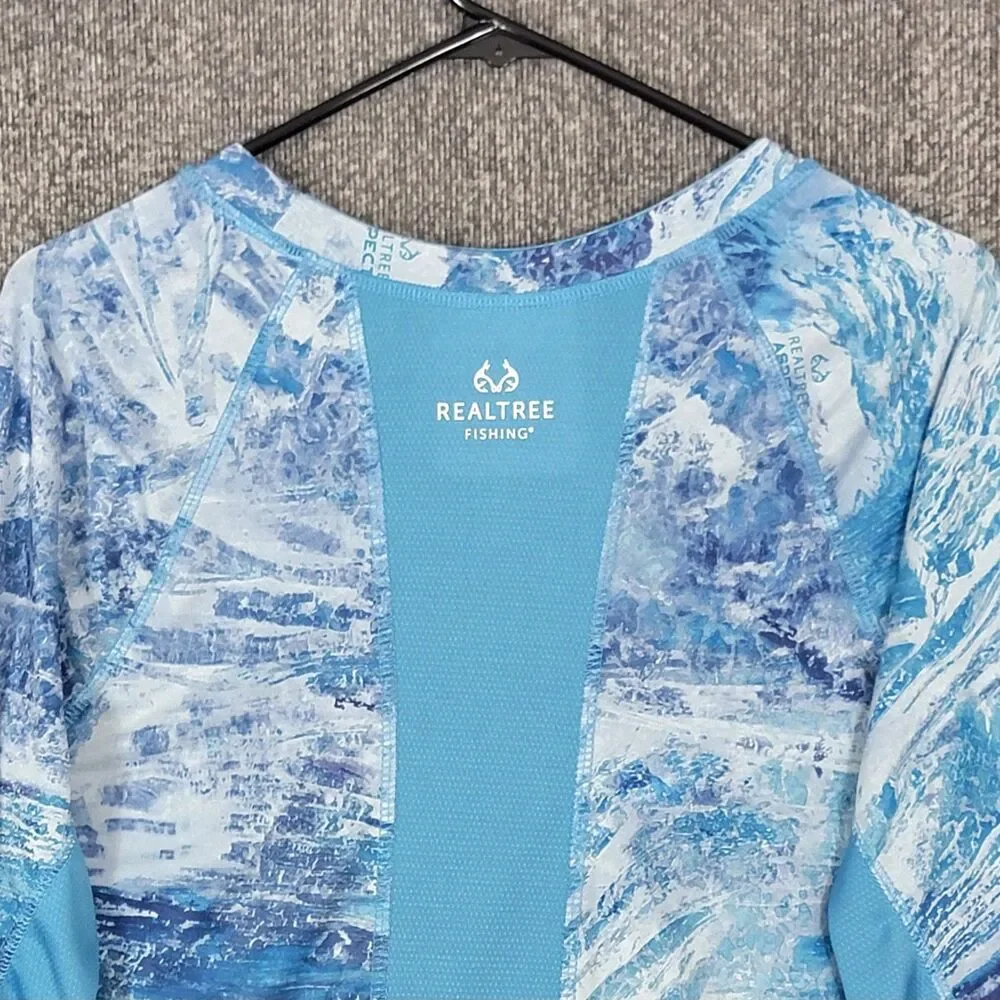 Realtree Fishing Shirt Mens XL Blue Wav3 Camo Waves Long Sleeve Performance - Picture 8 of 11